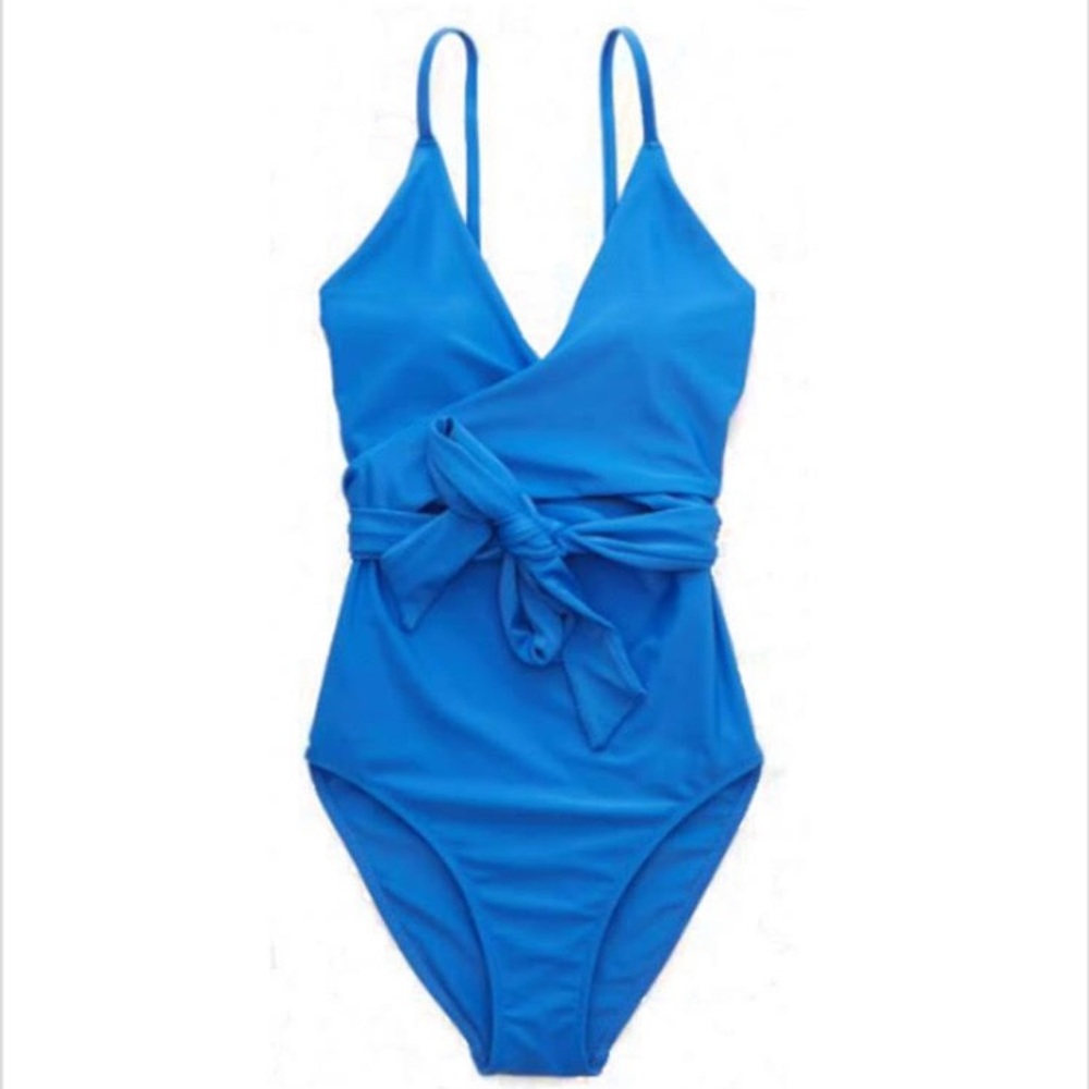 Aerie Wrap One Piece Swimsuit Blue XXL